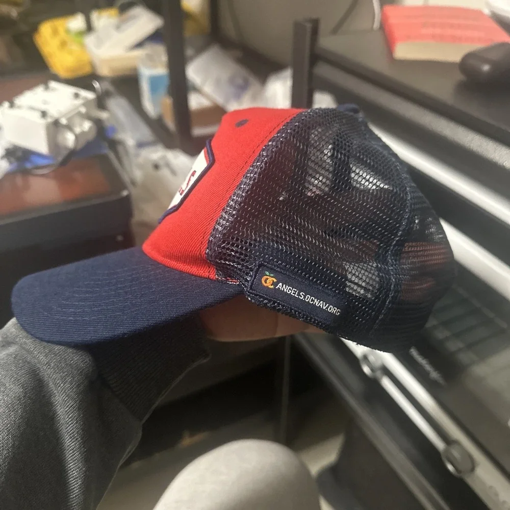Los Angeles Angels Trucker Hat Mens OS Red Navy Snapback Mesh Patch Logo